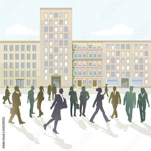 Gruppe von Geschäftsleuten auf eine Platz in der Stadt