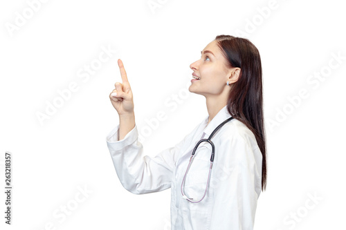 doctor points finger up