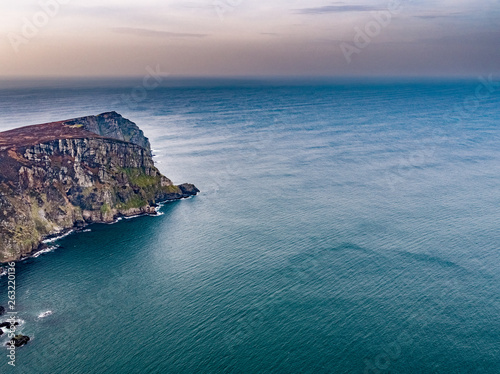 Aerial view of the cliffs of horn head at the wild atlantic way in Donegal - Ireland