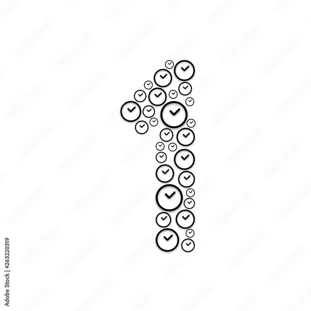 Alphabet set letter number one or 1, Clock pattern, Time system concept design illustration isolated on white background, vector eps 10 Alphabet set letter number one or 1, Clock pattern, Time system concept design illustration isolated on white background, vector eps 10