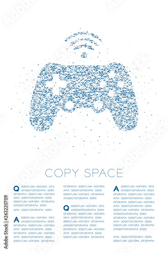 Gamepad or joypad shape Particle Geometric Low polygon square box pixel and Triangle pattern, Esports game controller design blue color illustration on white background with space, vector eps