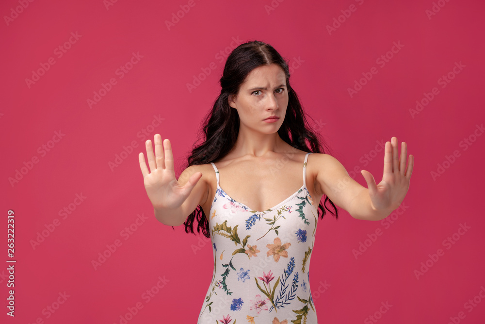 Attractive young woman saying no no Attractive young woman saying no no
