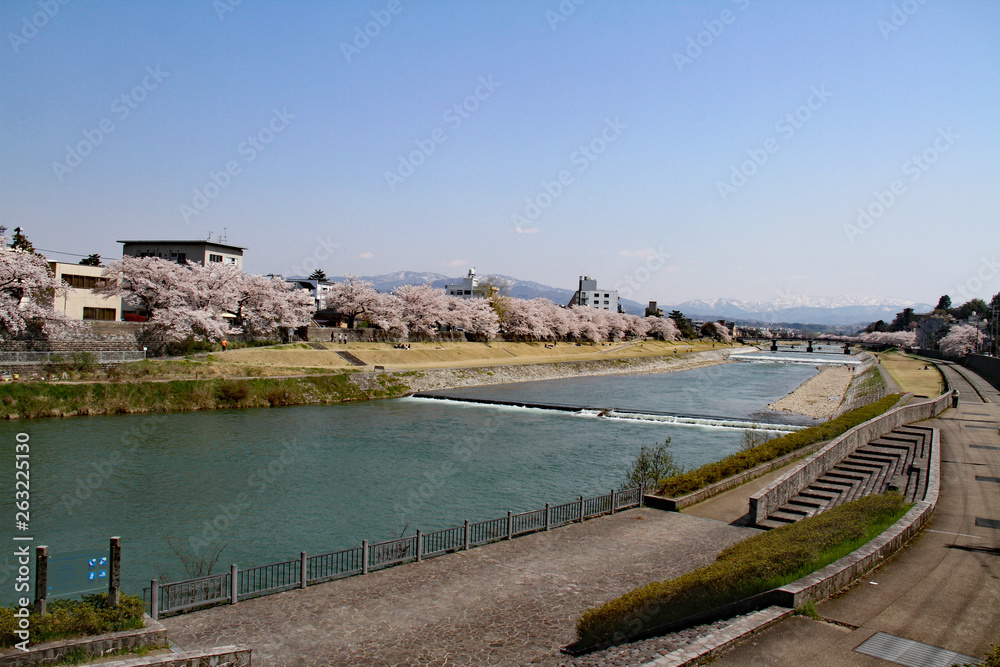 Saigawa river in Kanazawa Japan