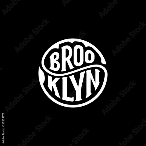 Brooklyn circle lettering on black Vector illustration