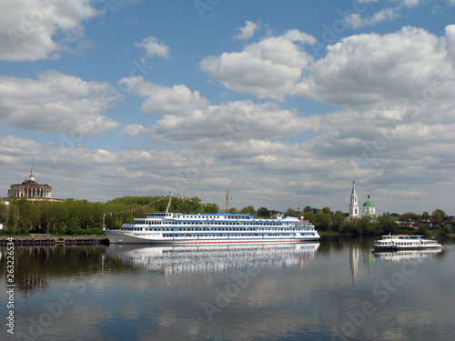 Cruise ship in Tver riverside station, Russia photo