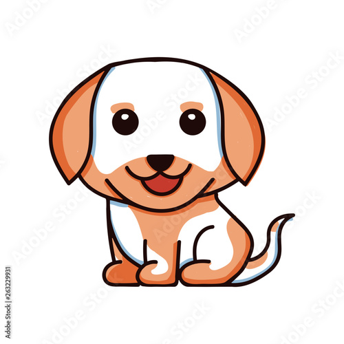vector illustration cute dog puppy sitting smile pet animal character isoltaed flat design cartoon style design