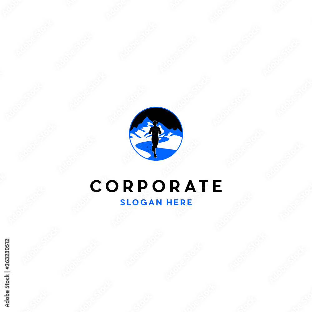 Fototapeta premium Running Mountain Illustration Creative Sport Logo