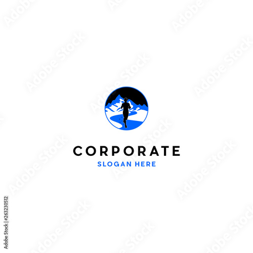 Free Download Running Mountain Illustration Creative Sport Logo - GFXLoad