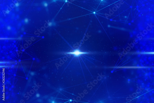 cloud storage server ai technology, molecule of chemical, atom cell science, futuristic cyber network system blue background illustration 3d rendering, data deep learning robotic