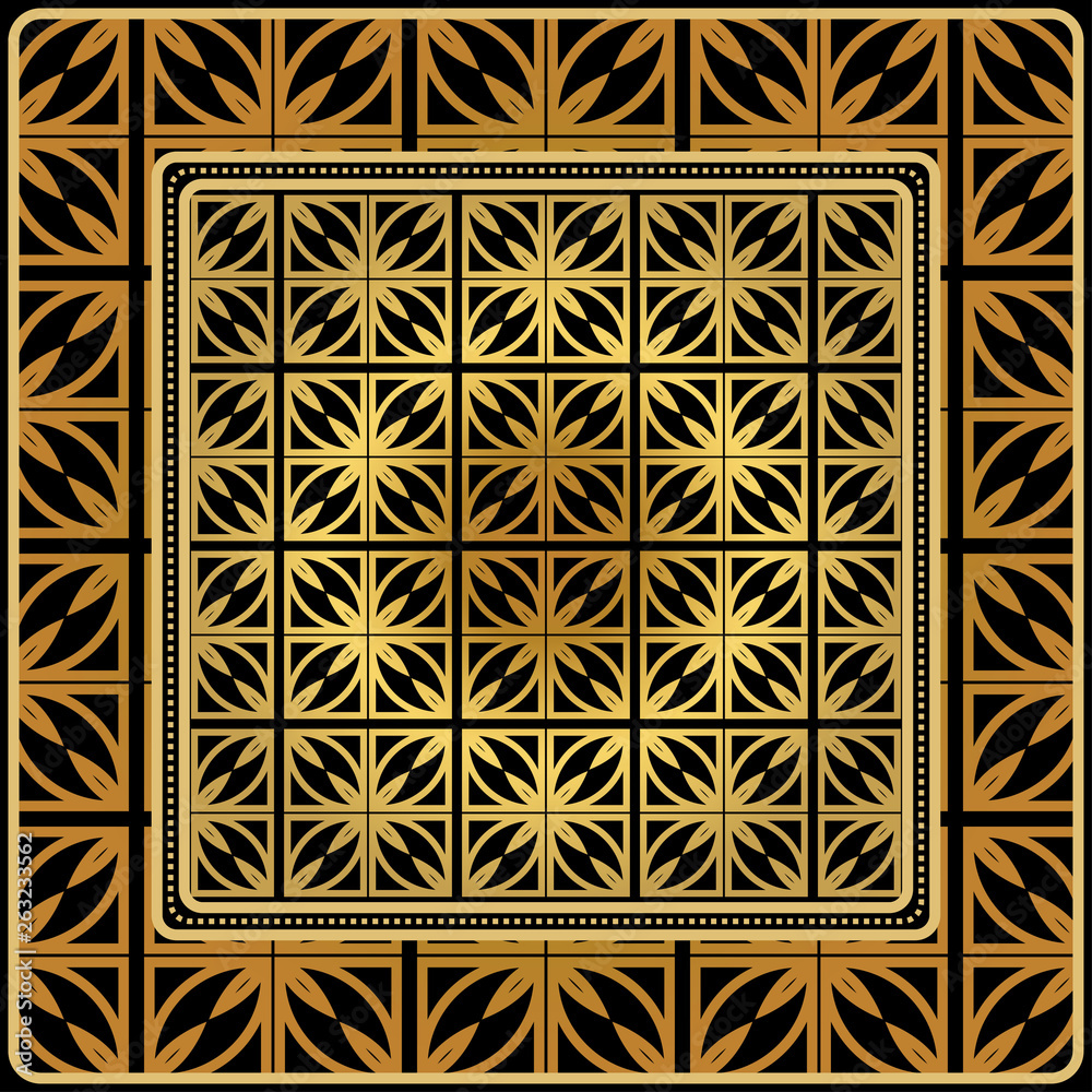 Obraz premium Design With Abstract Hand Drawn Geometric Pattern With Decorative Element. Vector Illustration. Template Design For Card, Shawl, Bandanna, Fashion Print