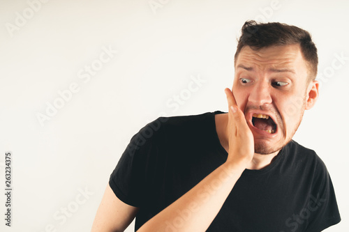 Fotobehang Crop person slapping scared man in face