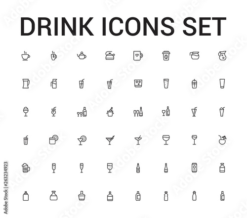 Drinks line icon set