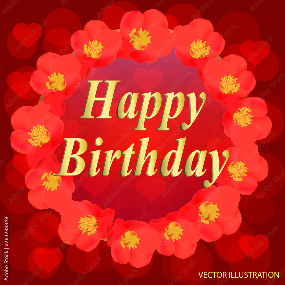 Obraz premium Happy birthday greeting card. Happy Birthday typography design for greeting cards and poster with flowers. Design template for birthday.