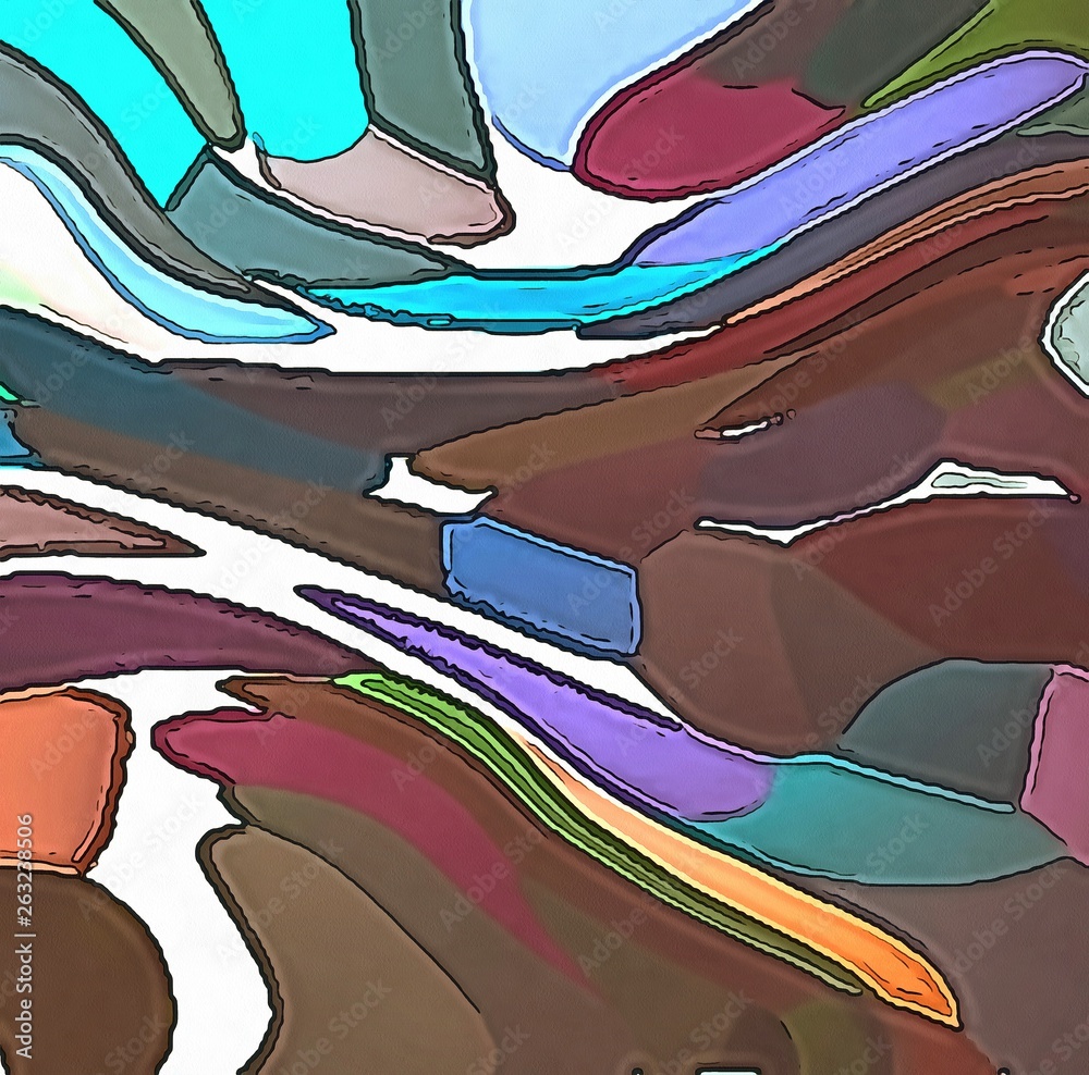 Obraz Abstrakcjonistyczny nowożytny zawijas wykładał marmurem tło. Kształty i krzywe elementy wiru i linii. Psychodeliczna ciepła i jasna konsystencja. Projekt graficzny fal.