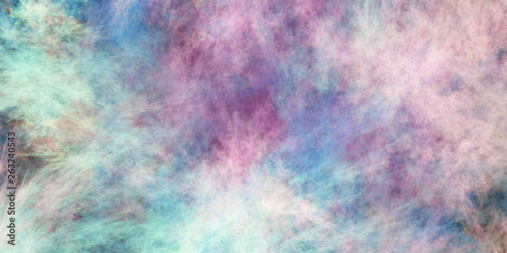Abstract fantastic blue and pink clouds. Colorful fractal background. Digital art. 3d rendering.