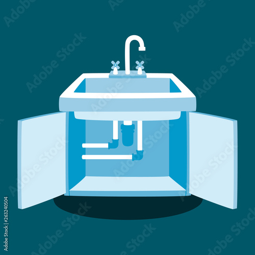 Kitchen Faucet Repair Vector Illustration