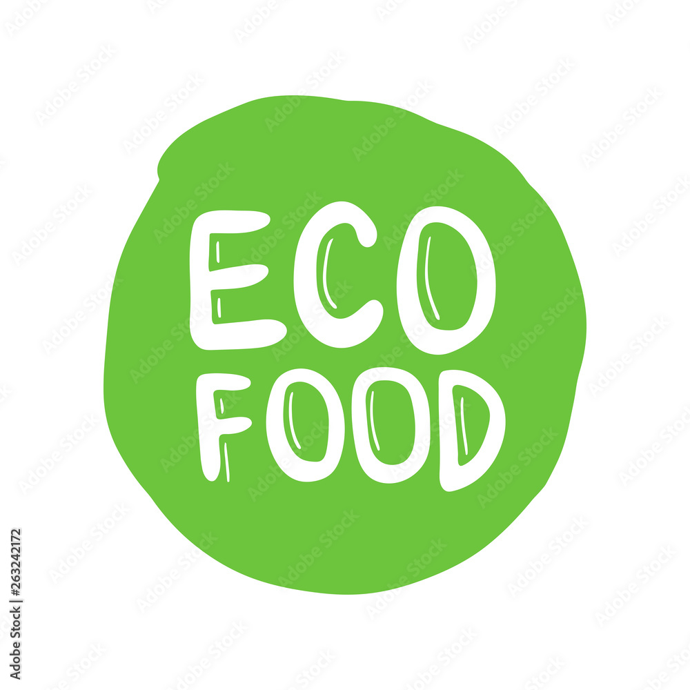 Eco friendly label vector, round emblem, painted icon for natural products packaging, clothing and food pack. Eco friendly label vector, round emblem, painted icon for natural products packaging, clothing and food pack.