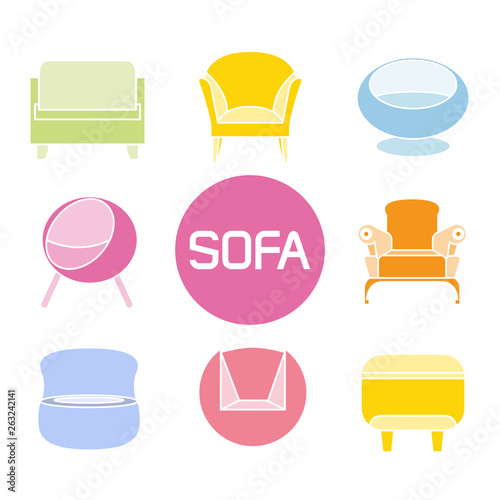 colorful sofa icons