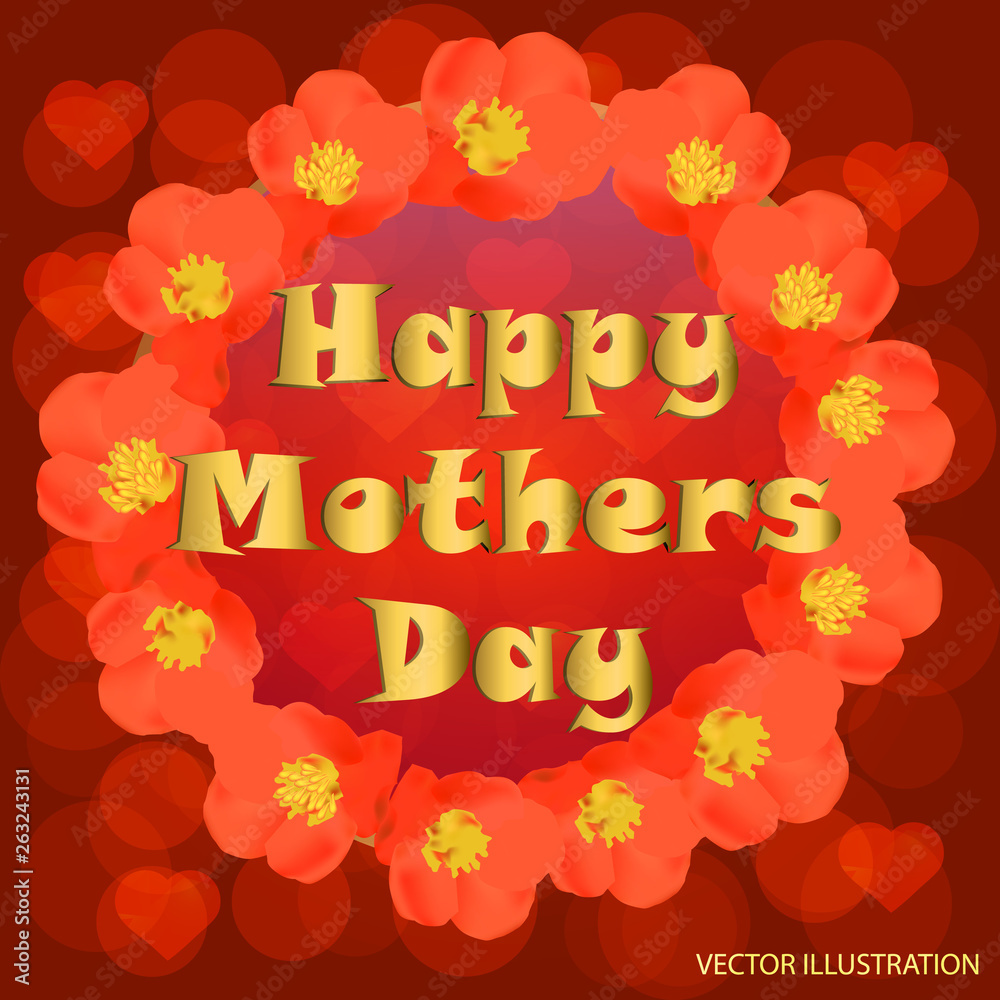 Happy Mother's day greeting card. Typography design for greeting cards and poster with pink hearts and confetti. Design template for Mother's day. Happy Mother's day greeting card. Typography design for greeting cards and poster with pink hearts and confetti. Design template for Mother's day.