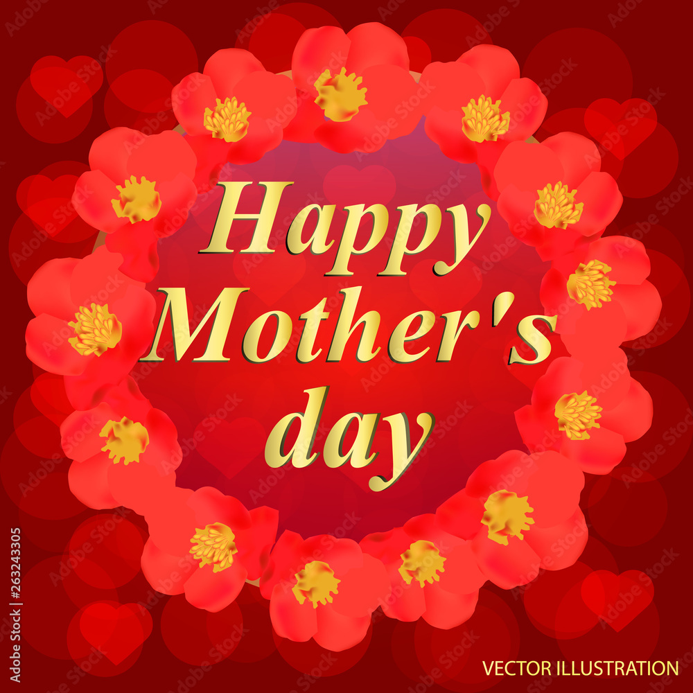 Happy Mother's day greeting card. Typography design for greeting cards and poster with pink hearts and confetti. Design template for Mother's day. Happy Mother's day greeting card. Typography design for greeting cards and poster with pink hearts and confetti. Design template for Mother's day.