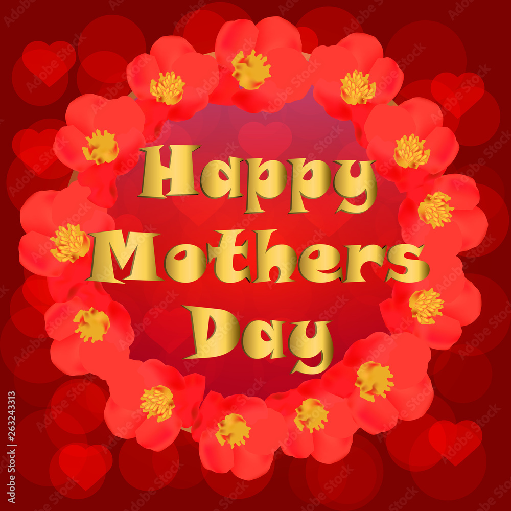 Happy Mother's day greeting card. Typography design for greeting cards and poster with pink hearts and confetti. Design template for Mother's day. Happy Mother's day greeting card. Typography design for greeting cards and poster with pink hearts and confetti. Design template for Mother's day.