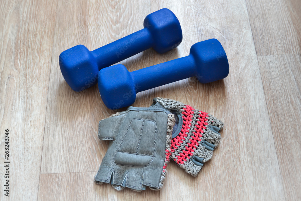 dumbbells and gloves dumbbells and gloves