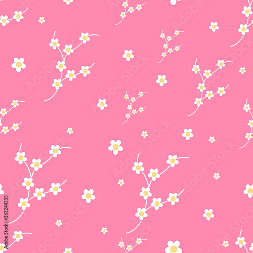 Pink seamless pattern with blossom