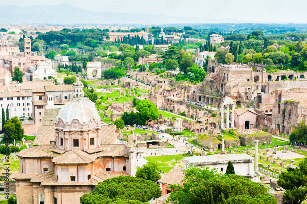 Aerial view. Roman Forum. Rome. Italy