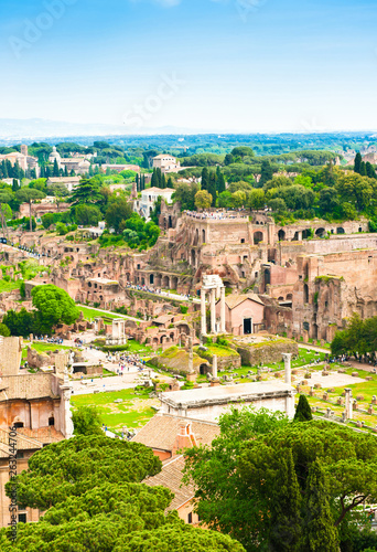 Roman Forum, aerial view. Spring day. Rome. Italy