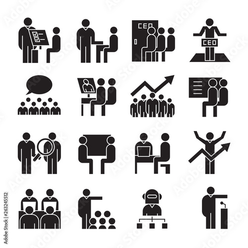business management  meeting  conference  organization and office icons set