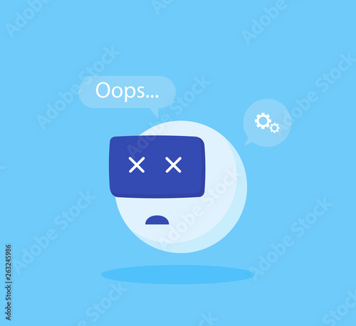 Concept chatbot error. Modern flat style vector illustration
