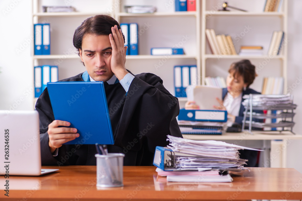 Two lawyers working in the office Two lawyers working in the office