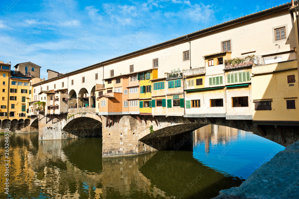 The Ponte Vecchio (Old Bridge). Bridge over the Arno River. Florence. Italy