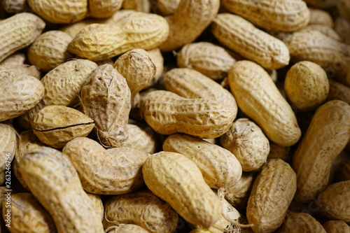 Peanuts in the shell in bulk at a food market