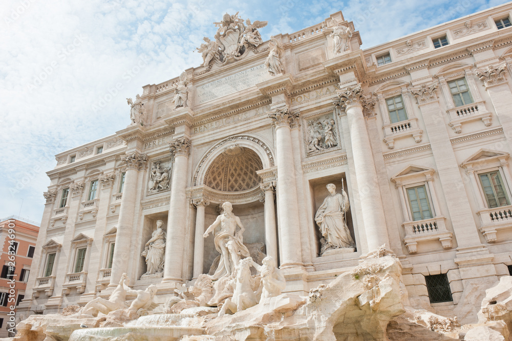 The Trevi Fountain  in sunny spring day. Rome. Italy