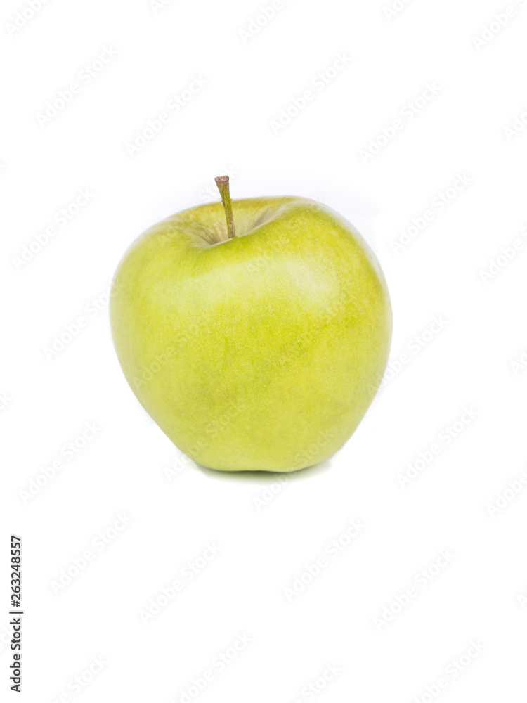 Green apple on white background, fruit healthy concept