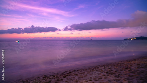 Long exposure image of sea in sunset time