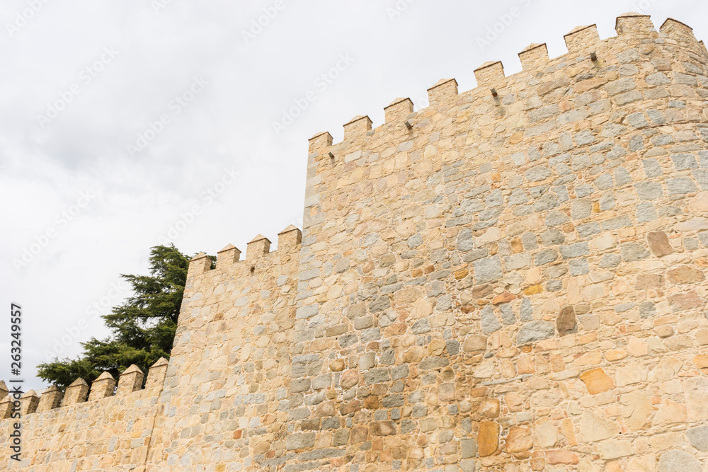 Knightly, Walls of the city of Avila in Castilla y León, Spain. Fortified medieval city
