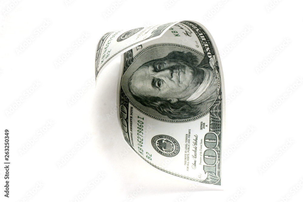 Rolled one hundred dollar money on white background Rolled one hundred dollar money on white background