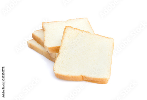 Wallpaper Mural sliced soft and sticky delicious white bread for breakfast on white isolated background Torontodigital.ca