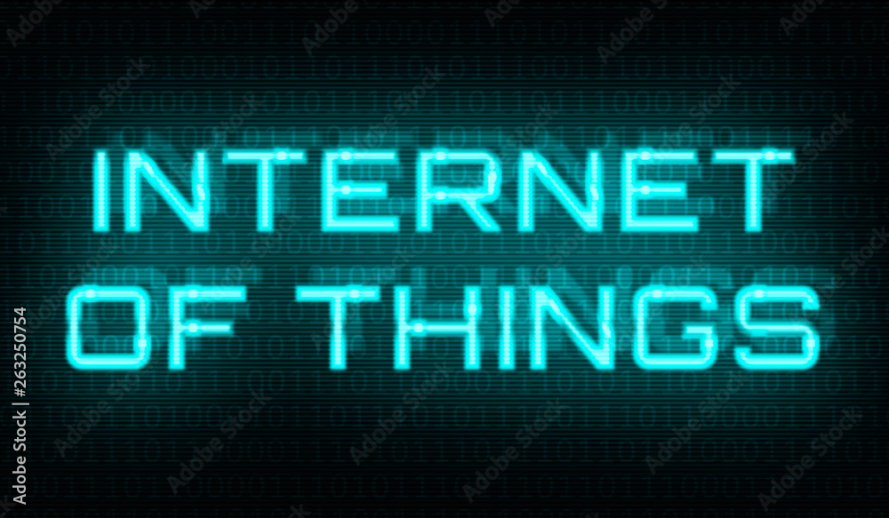 Binary code with the words Internet of things in the center Binary code with the words Internet of things in the center
