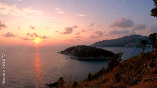 Phrom Thep Cape sunset, this a most beautiful view point in Phuket. The steep inclines gorge with a meander back country trails, deep canyon ending in gorgeous coastline, gentle breeze.