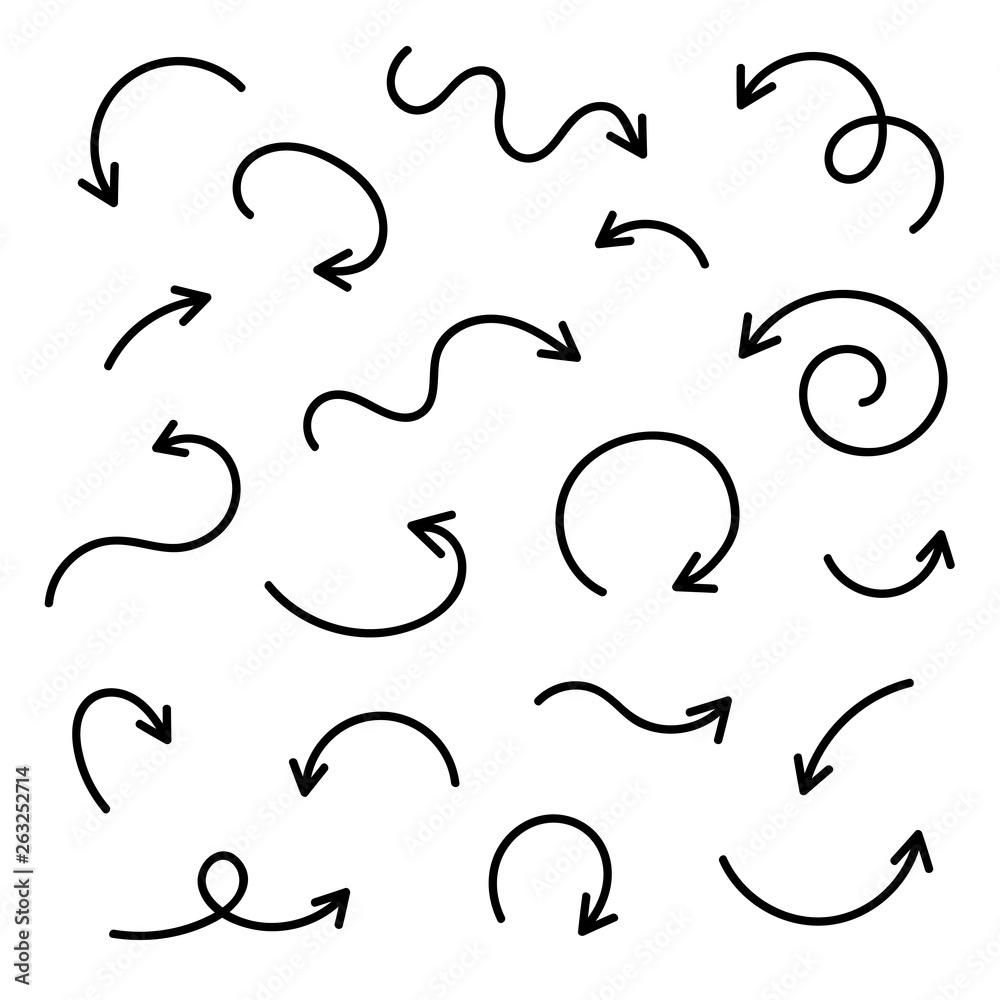 Super set different hand-drawn arrows, vector graphic design Super set different hand-drawn arrows, vector graphic design