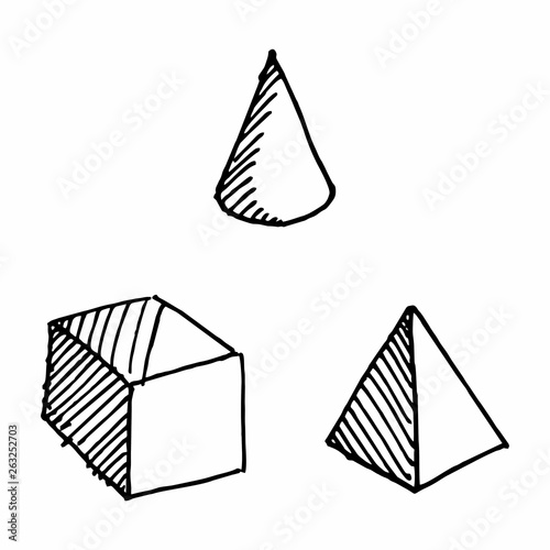 Hand drawn geometric solids