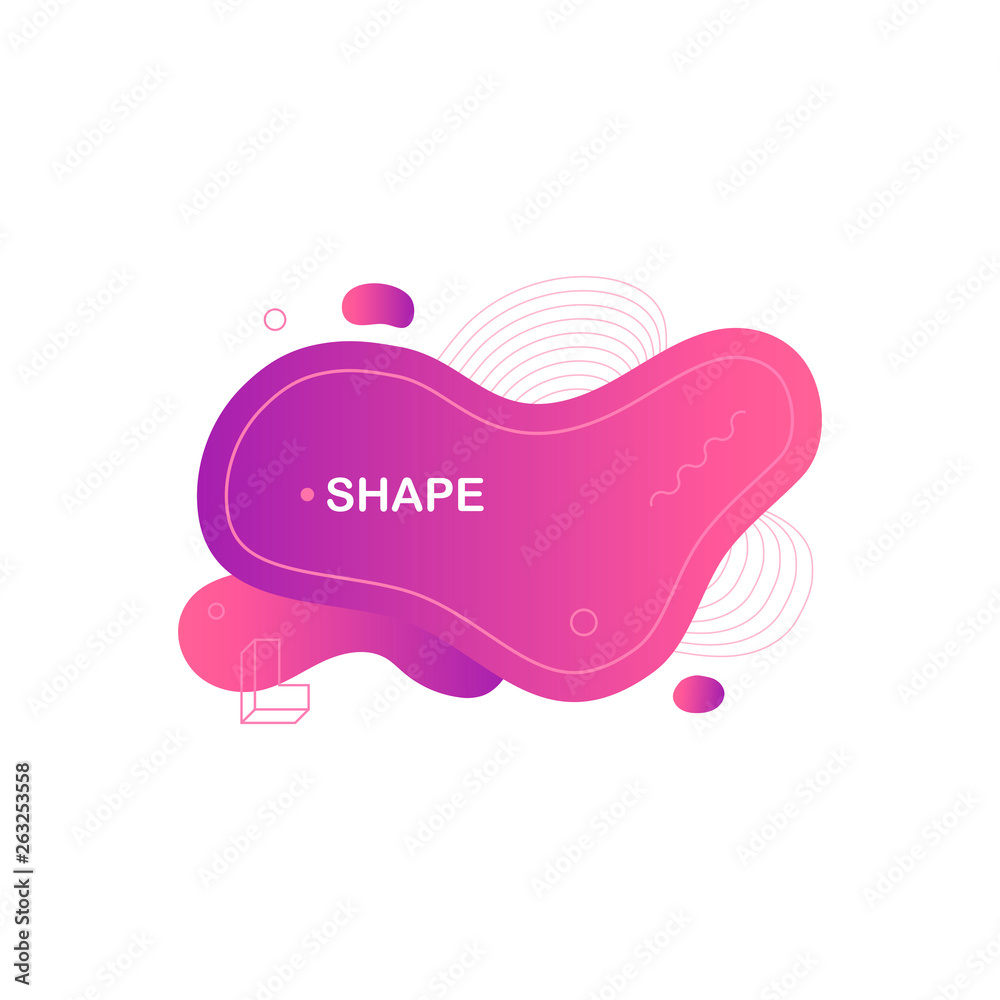 Fluid color badge. Trend gradient, geometric abstract shapes composition. Modern vector graphic design