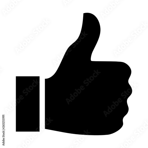 Thumbs up or like symbol vector. Simple and flat design, minimalist style.