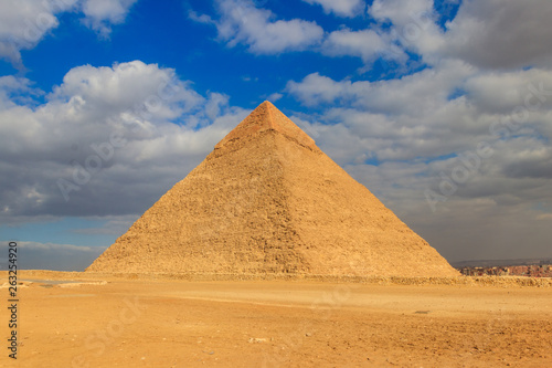 Pyramid of Khafre or of Chephren is the second-tallest and second-largest of the Ancient Egyptian Pyramids of Giza