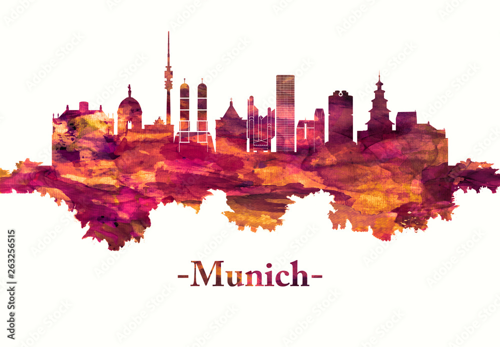 Fototapeta premium Monachium Niemcy panoramę na czerwono