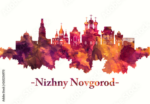 Nizhny Novgorod Russia skyline in red