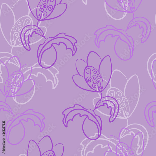 Seamless vector multiple pattern. Fantasy  fabulous flower with curls. Often repeated in one direction.